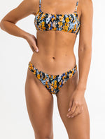 Bikini Bottom Ophelia Floral Smocked Hi Cut Black