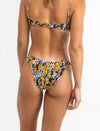 Bikini Bottom Ophelia Floral Smocked Hi Cut Black