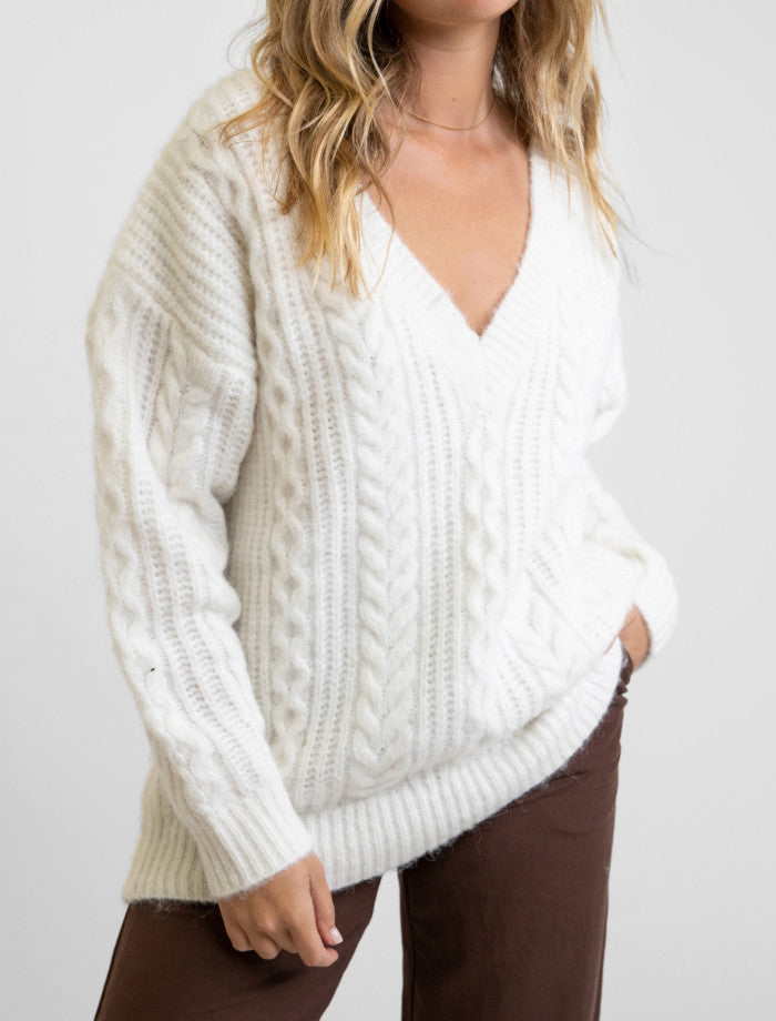 Con Sueter Tejido Sweater Blanco Mujer Jersey Brillo Moonlight