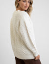 Sweater Mujer V Neck Cable Ivory